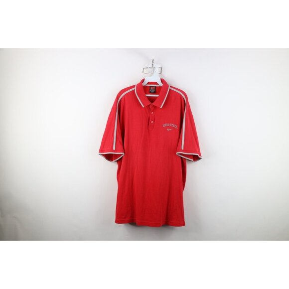 Vintage Nike Mens 2XL Travis Scott Mini Swoosh Ohio State University Knit Polo - Picture 1 of 16